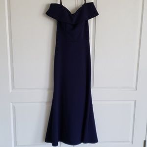 COPY - Betsy and Adam Navy Maxi Dress Off The Shoulder
